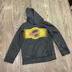 Nike Dri-Fit Boys Pullover Hooded Sweatshirt Sport Ball Anthracite Gray 7/Large